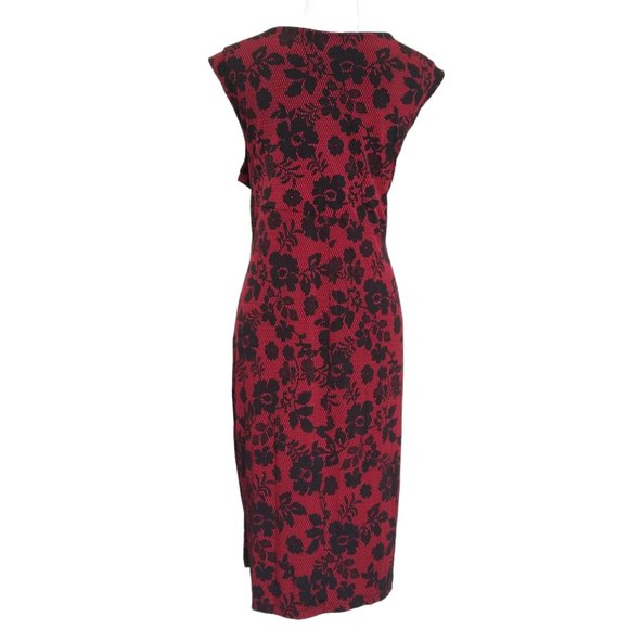 En Focus Red Black Print Dress Plus Size 20W Sleeveless Stretch Jersey Knit - Picture 3 of 5